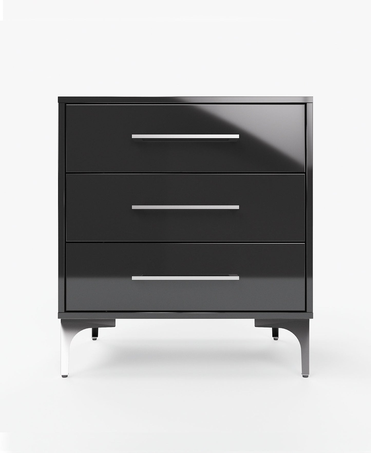 High Gloss 3 Drawer Night Stand – Black