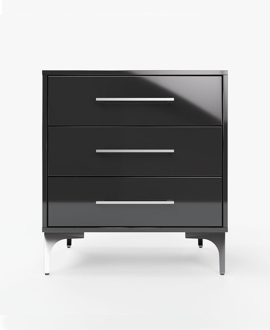 High Gloss 3 Drawer Night Stand – Black