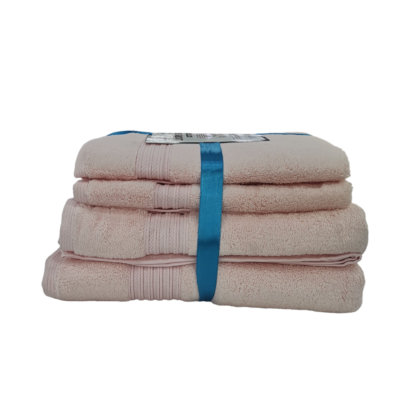 Luxury Zero Twist Cotton Towel 4 Piece Pink