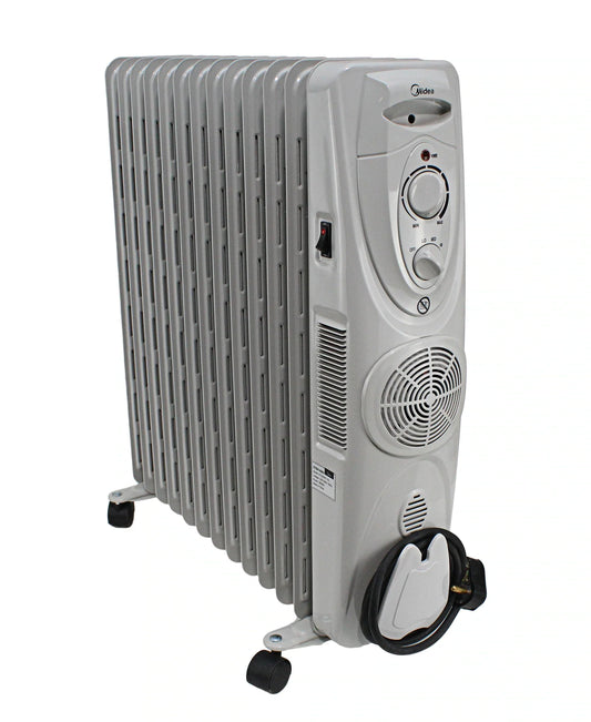 Midea Fan Assist 9 Fin Oil Heater - White