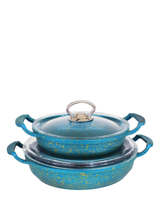 OMS 4 Piece Cast Iron Sahan Pan Set - Blue