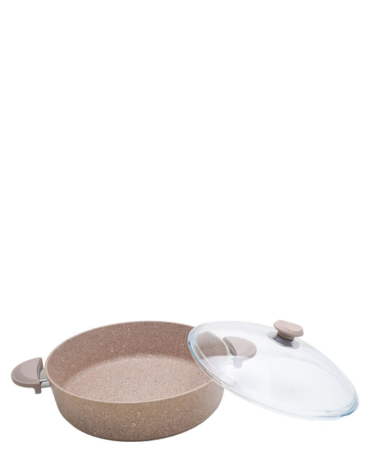 OMS 22cm Shallow Granite Pot - Beige