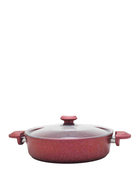 OMS 32cm Shallow Granite Pot - Red
