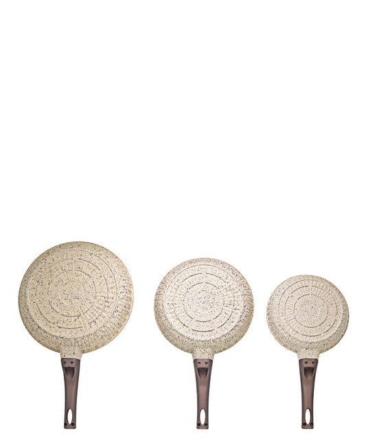 OMS Granite 3 Piece Non Stick Fry Pan - Beige