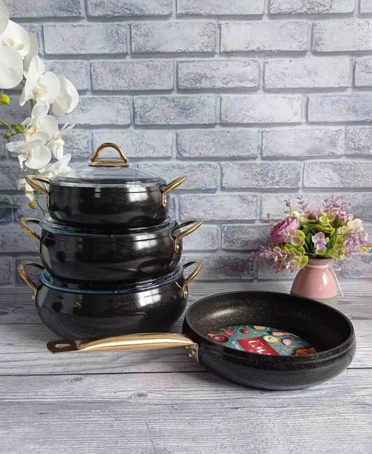 OMS 7 Piece Granite Pot Set - Black