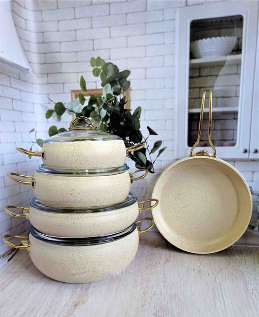 OMS Granite Pot Set 9 Piece - Ivory
