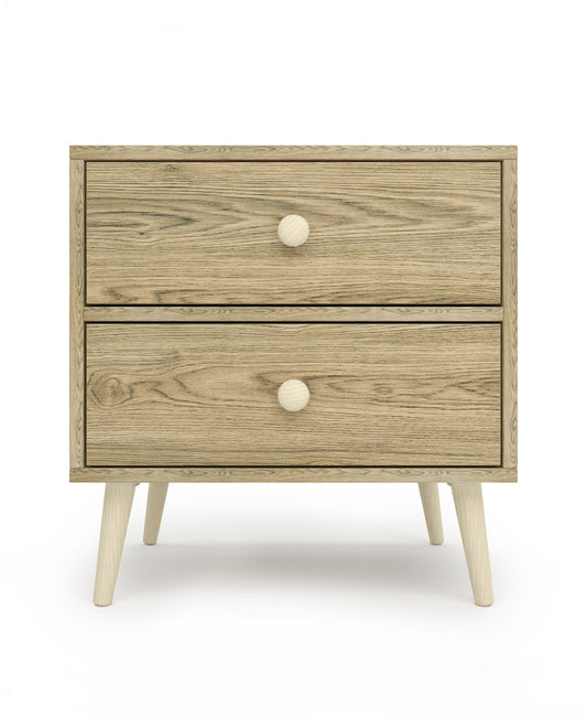 Scandinavian Two Drawer Nightstand