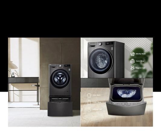 LG 12kg Wash / 8kg Dry Black Steel Vivace - AI DD Washer Dryer Combo