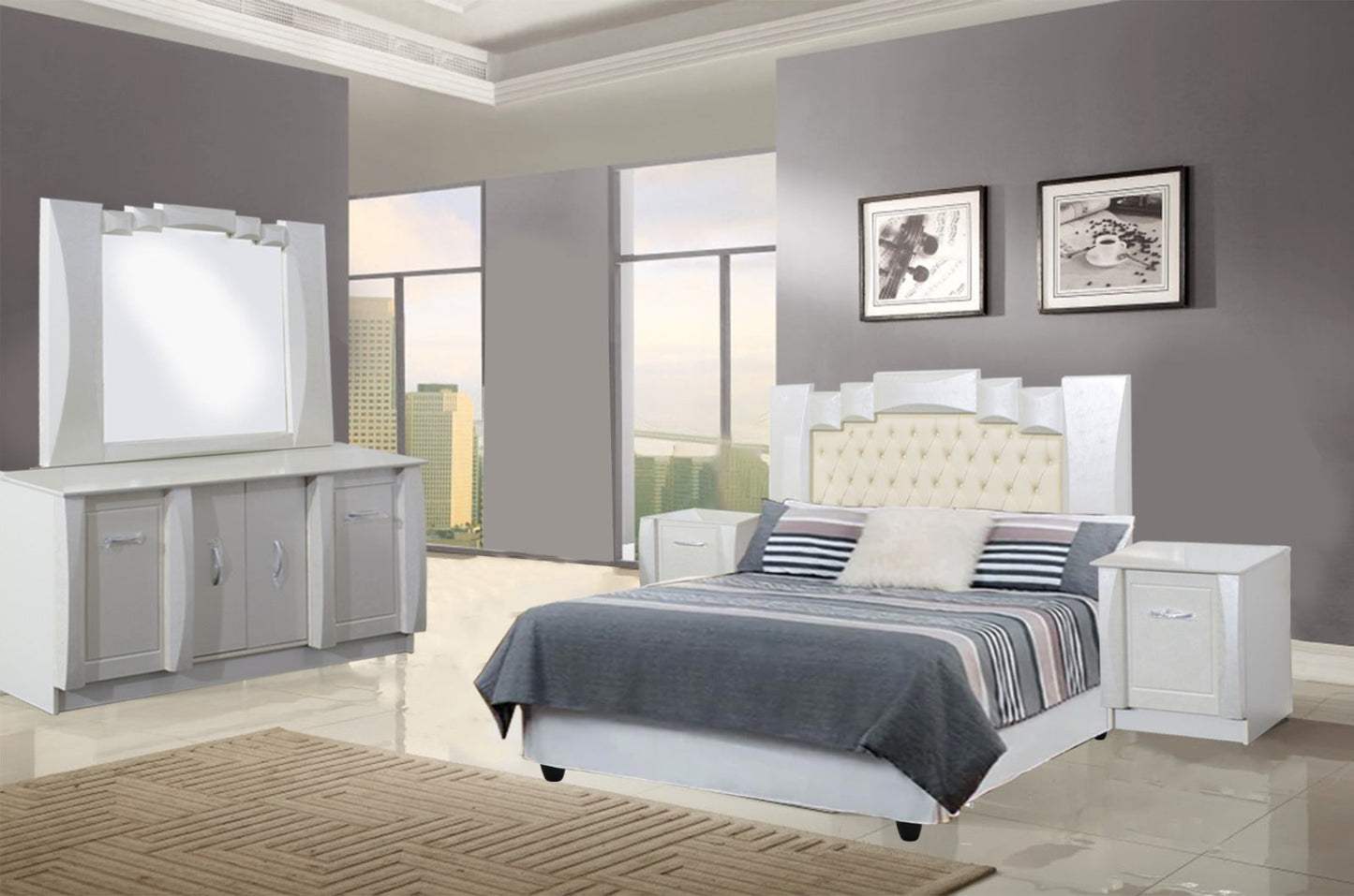 Bawas Collection Barcelona Pearl 2 Piece Bedroom Suite