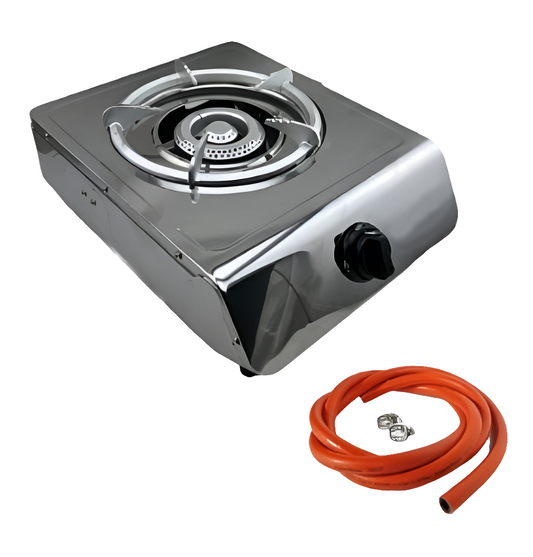 Stainless Steel Single Plate Gas Stove with Pipe & Hose Clamps (1)