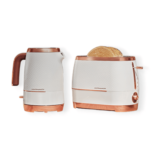 Beko Off White & Rose Gold Cosmopolis 1.7L Kettle And 2 Slice Toaster