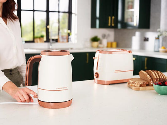 Beko Off White & Rose Gold Cosmopolis 1.7L Kettle And 2 Slice Toaster