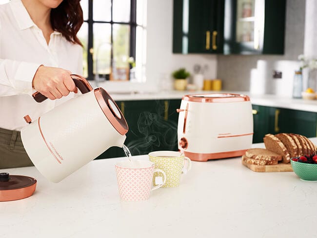 Beko Off White & Rose Gold Cosmopolis 1.7L Kettle And 2 Slice Toaster