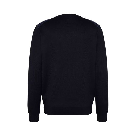 Bugatti Crew-neck jumper With herringbone pattern in navy