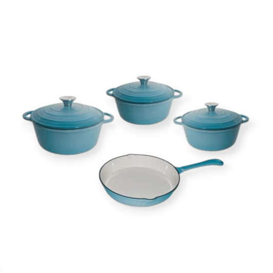 Cast Iron Pot Set 7 Piece Blue CH978