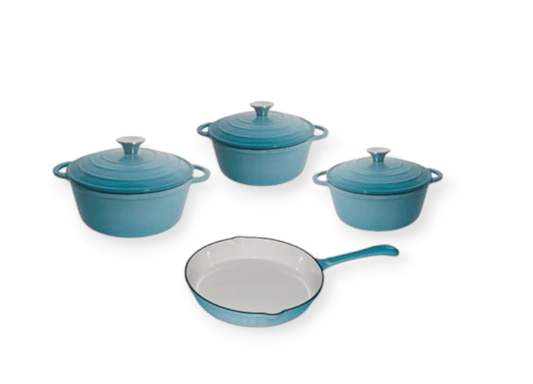 Cast Iron Pot Set 7 Piece Blue CH978