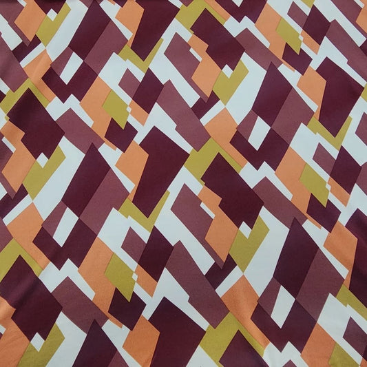 Printed Dty Brushed Fabric 150cm Maroon/Gold