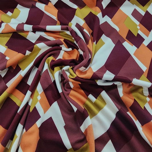 Printed Dty Brushed Fabric 150cm Maroon/Gold