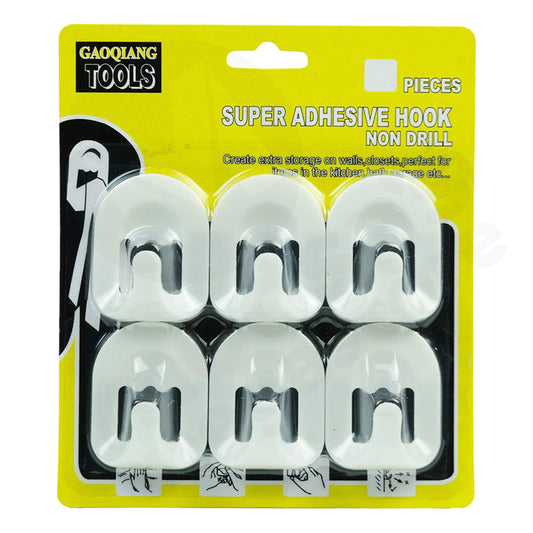 Adhesive Hook 6Pc Large 1277