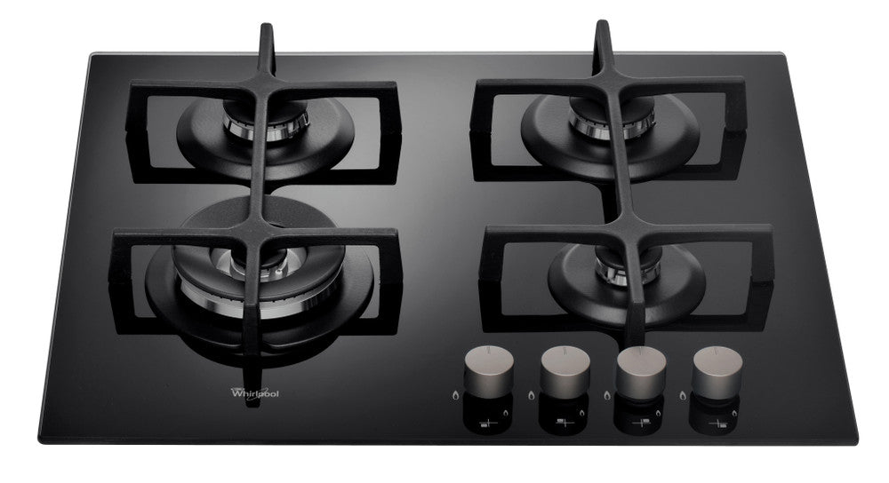 Whirlpool 60cm Black 4 Burner Gas On Glass Hob