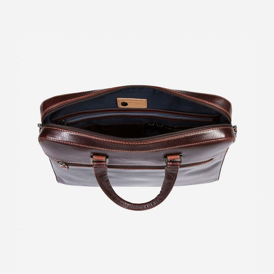 Jekyll & Hide  Slim Zip Top Briefcase Tobacco