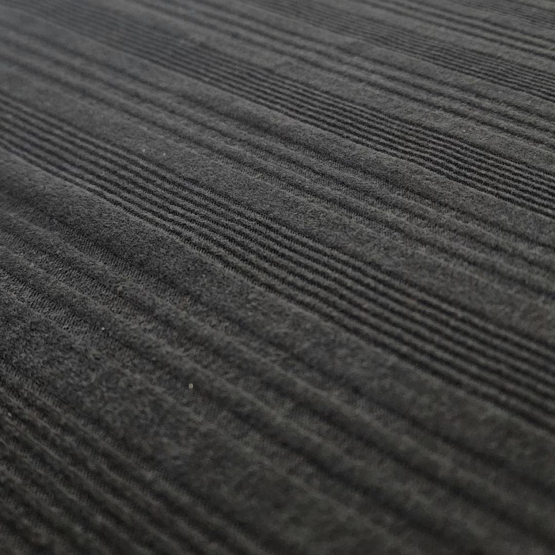 Verrigated Brushed Jersey Knit Fabric Black 150cm