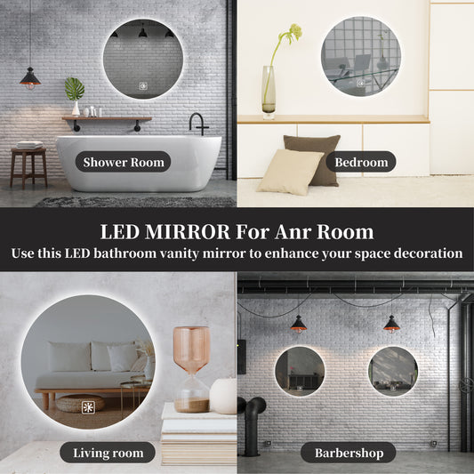 Large Bathroom HD LED Circle Mirror 100cm