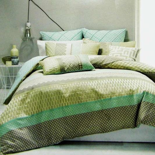 Linen House Mint Farrow Double Duvet Cover Set