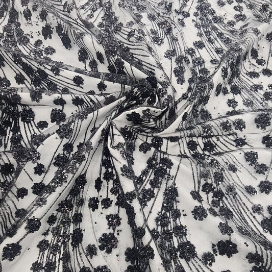 Cubic Sequin Fabric Black 130cm P3761/2