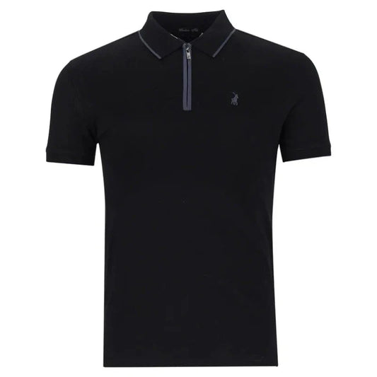 Polo Plain Zip Mercerized Golfer Mens Black