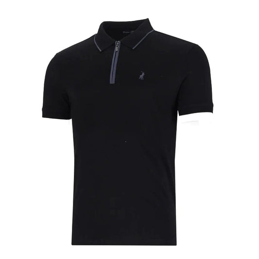 Polo Plain Zip Mercerized Golfer Mens Black