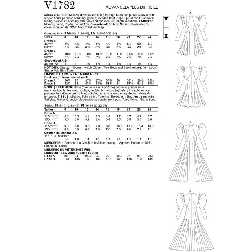 Vogue Pattern V1782 F5 (16-18-20-22-24)