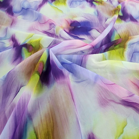 Printed Peach Chiffon Fabric 150cm Purple