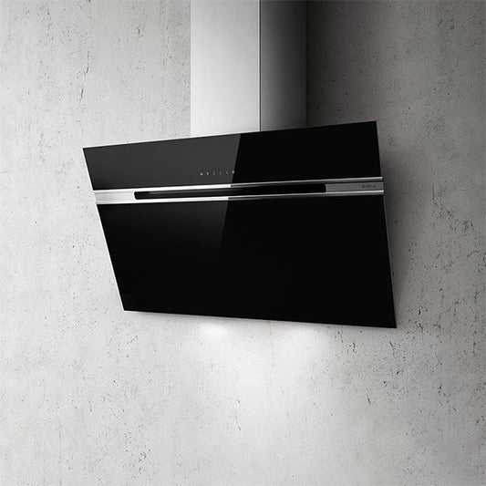 ELICA 90CM VERTICLE COOKER HOOD BLACK GLASS-  Black