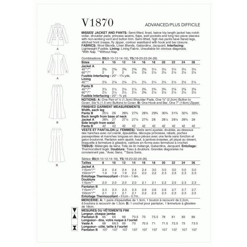 Vogue Dress Pattern V1870-B5 (8-10-12-14-16)