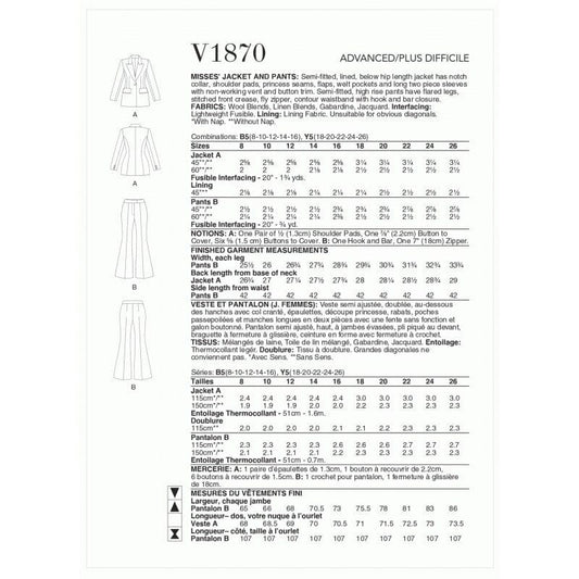 Vogue Dress Pattern V1870-B5 (8-10-12-14-16)