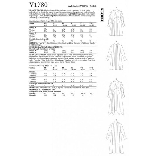 Vogue Pattern V1780-Y( SML,MED & LRG)