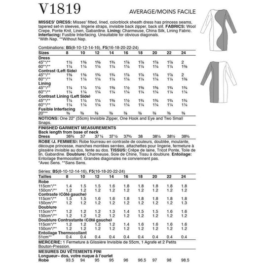 Vogue Pattern V1819-B5(8-10-12-14-16)