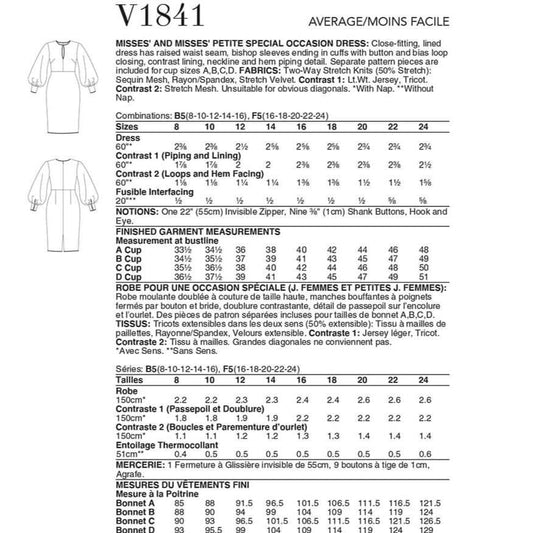 Vogue Pattern V1841 B5 (8-10-12-14-16)