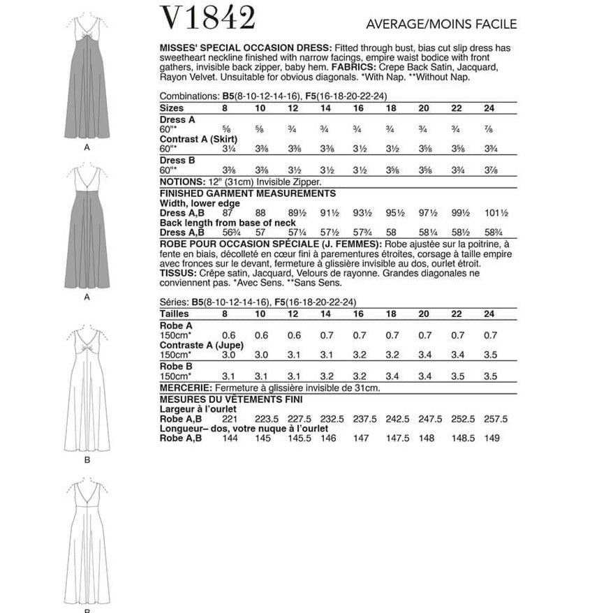 Vogue Pattern V1842 F5 (16-18-20-22-24)